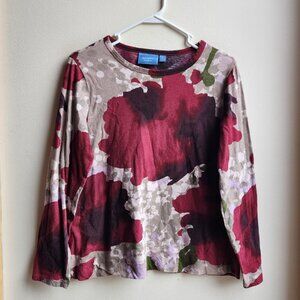 Simply Vera Abstract Floral Scoop Neck Jersey Size Petite Large